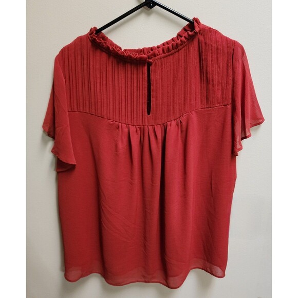 NWT Torrid Burnt Orange Chiffon Smocked Pintuck Flutter Top Size 1 (14/16) - Picture 5 of 9